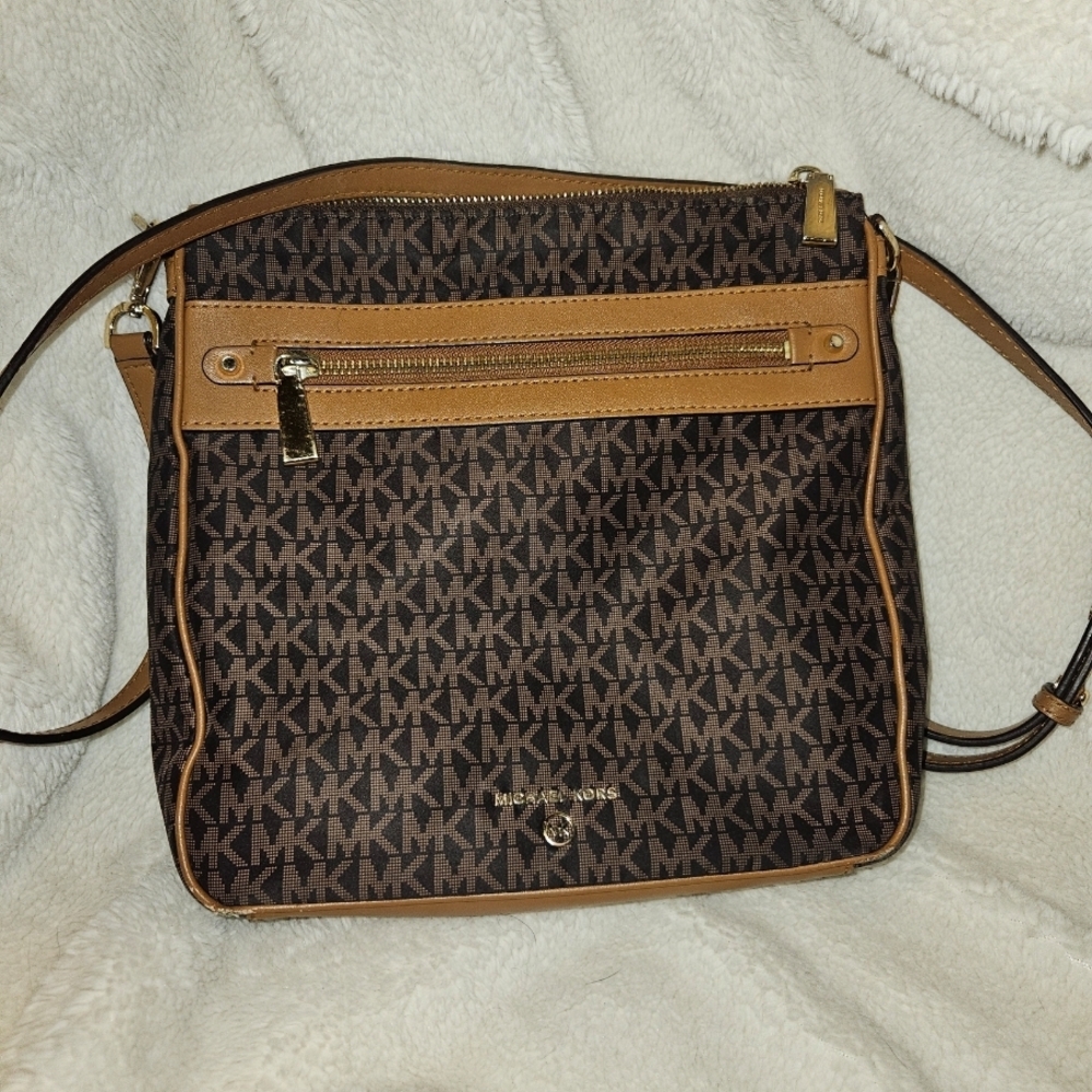 Michael Kors Brown and Tan Crossbody Bag